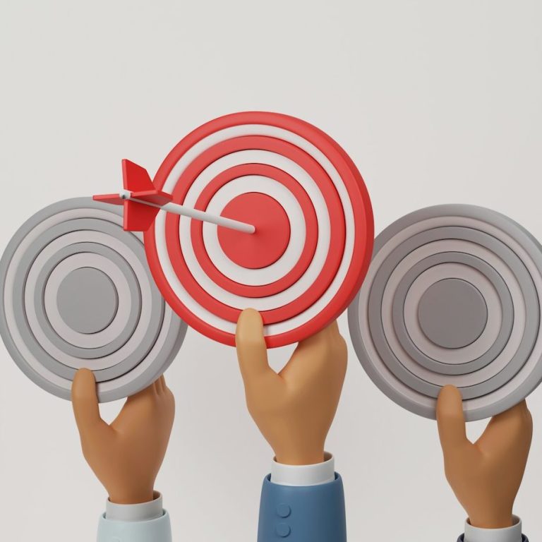 Three Hands holding target board