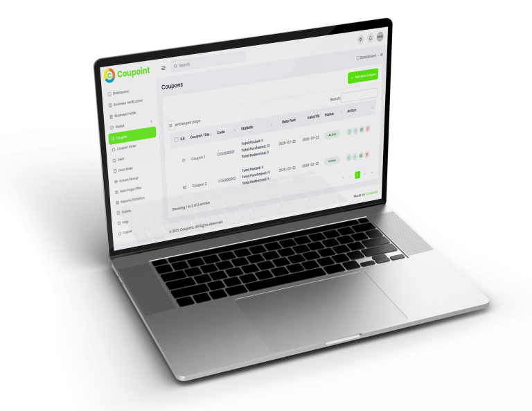 Coupoint vendor dashboard interface